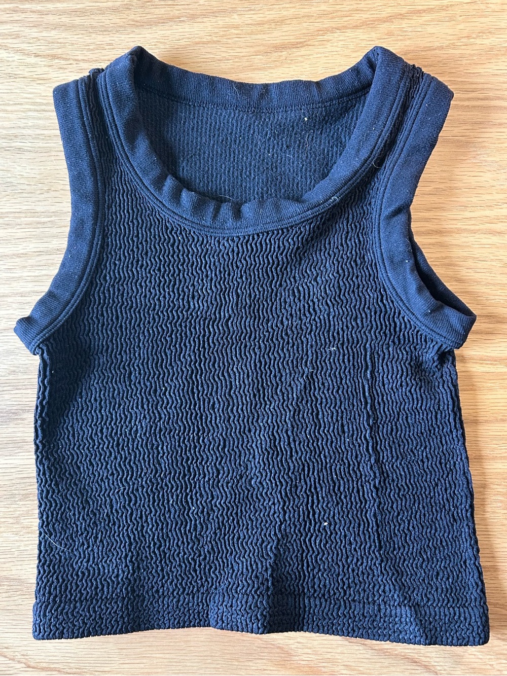 Sleeveless Black Textured Tank Top